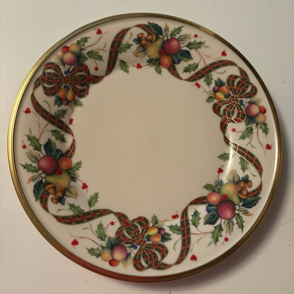 Lenox Dimension Collection Holiday Tartan 9.375" Luncheon Plate Made In USA